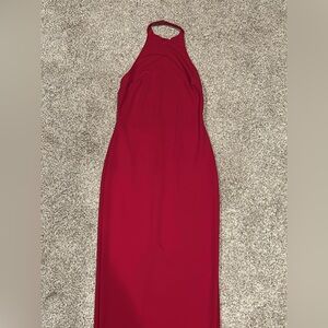 Elegant Red Halter Neck Dress